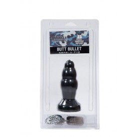 Черная рельефная анальная пробка Butt Bullet - 15 см.
