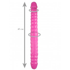 Розовый двухсторонний спиралевидный фаллоимитатор - 43 см.
